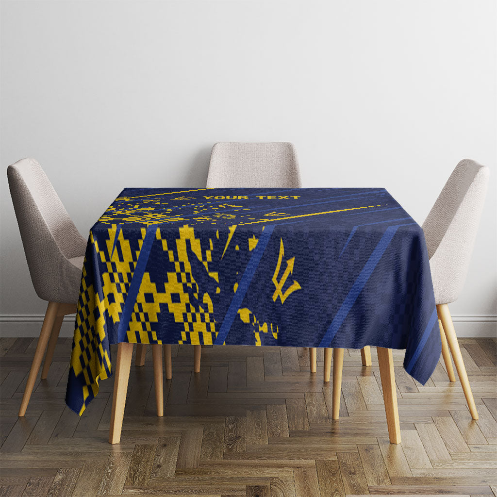 Caribbean Cricket Custom Barbados Tablecloth Blue Bajan Broken Trident