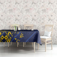 Caribbean Cricket Custom Barbados Tablecloth Blue Bajan Broken Trident