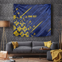 Caribbean Cricket Custom Barbados Tapestry Blue Bajan Broken Trident