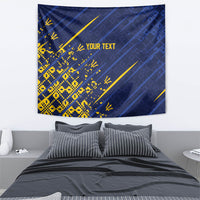 Caribbean Cricket Custom Barbados Tapestry Blue Bajan Broken Trident