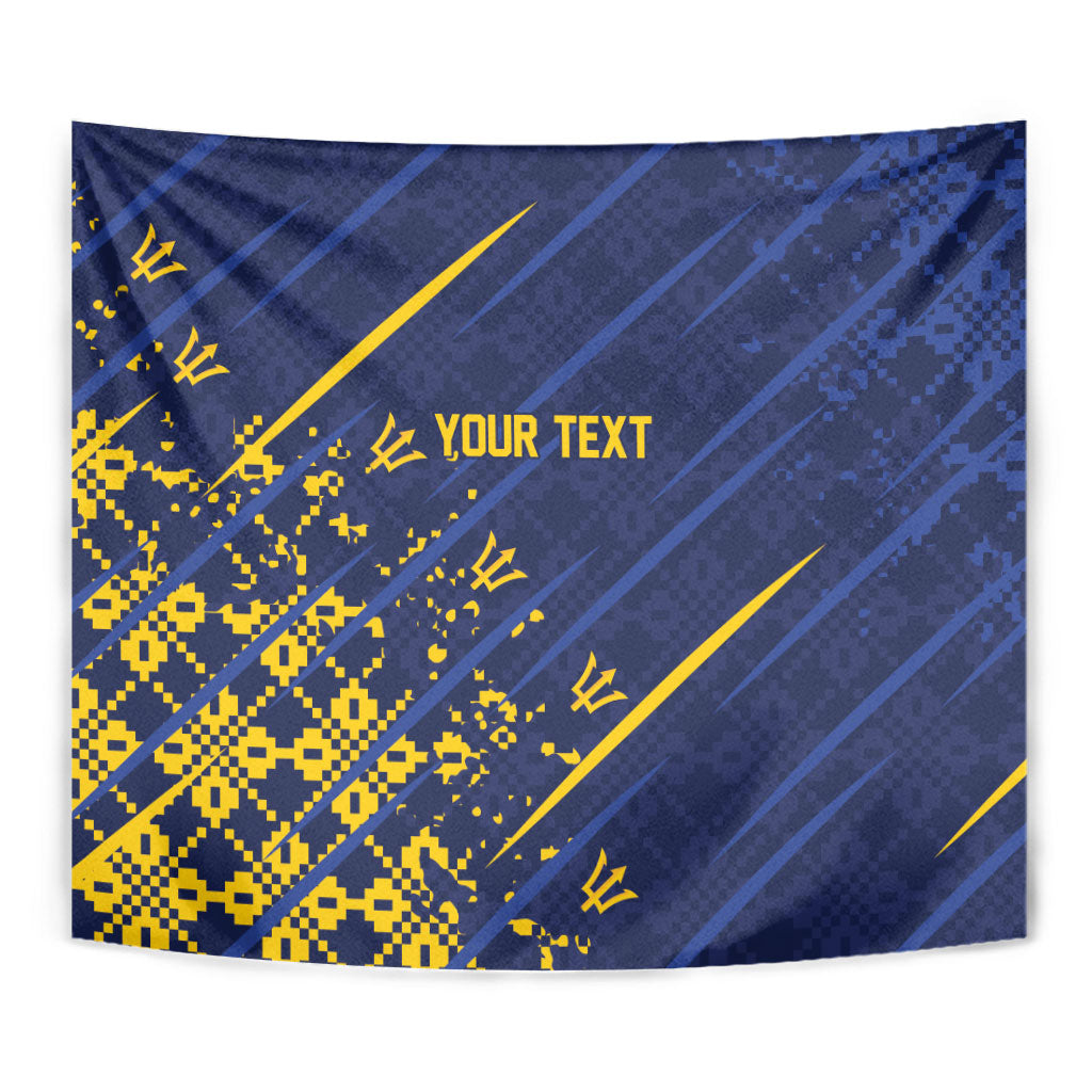 Caribbean Cricket Custom Barbados Tapestry Blue Bajan Broken Trident