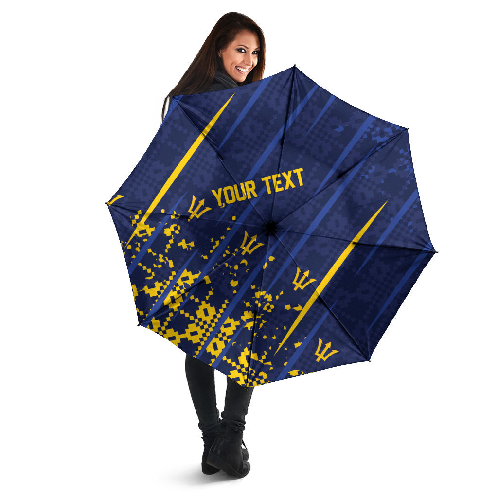 Caribbean Cricket Custom Barbados Umbrella Blue Bajan Broken Trident