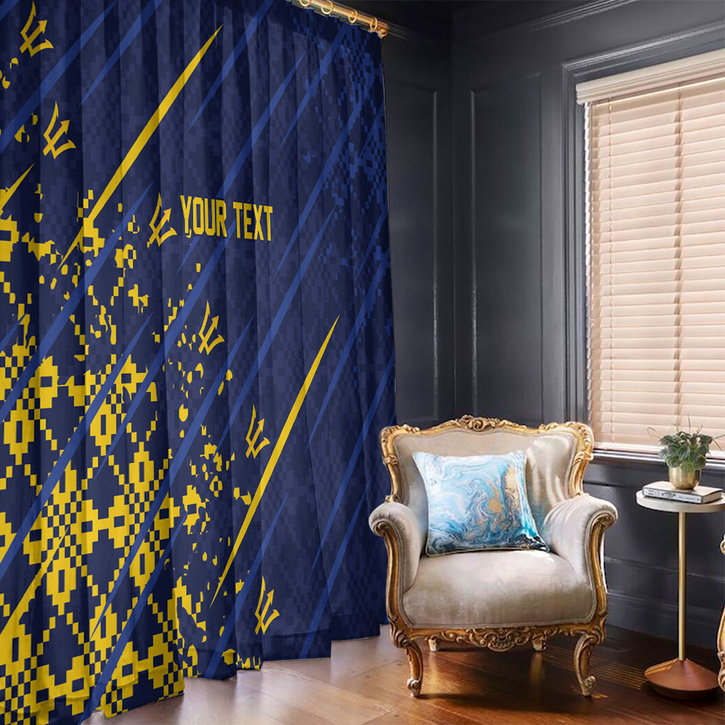 Caribbean Cricket Custom Barbados Window Curtain Blue Bajan Broken Trident