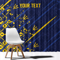 Caribbean Cricket Custom Barbados Window Curtain Blue Bajan Broken Trident