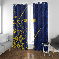 Caribbean Cricket Custom Barbados Window Curtain Blue Bajan Broken Trident