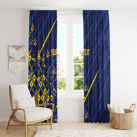 Caribbean Cricket Custom Barbados Window Curtain Blue Bajan Broken Trident