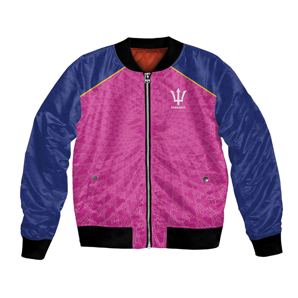 Caribbean Cricket Custom Barbados Bomber Jacket Pride of Barbados Pink Trident Edition