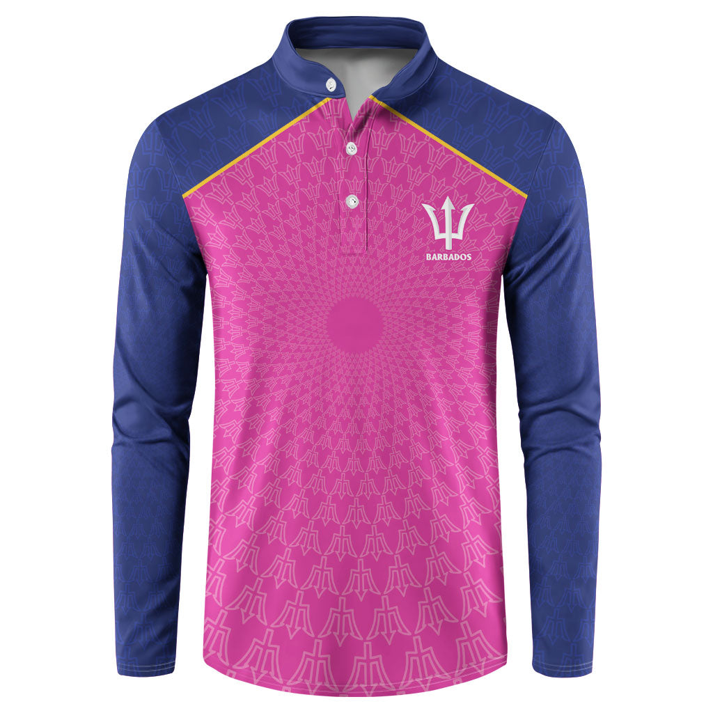 Caribbean Cricket Custom Barbados Button Sweatshirt Pride of Barbados Pink Trident Edition