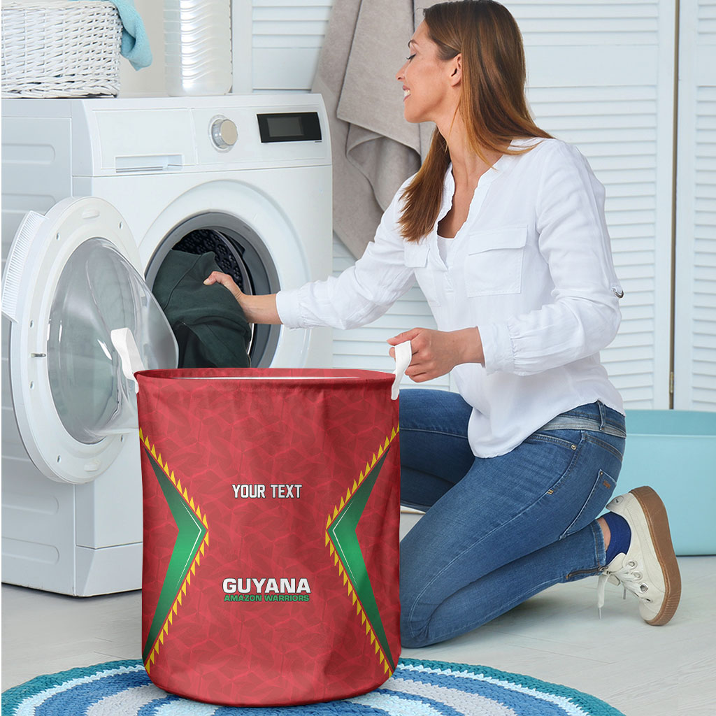 Caribbean Cricket Custom Guyana Laundry Basket Warriors Rise Amazonian Geometry Motif