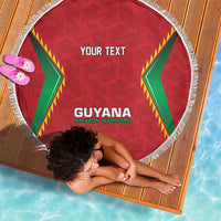 Caribbean Cricket Custom Guyana Beach Blanket Warriors Rise Amazonian Geometry Motif