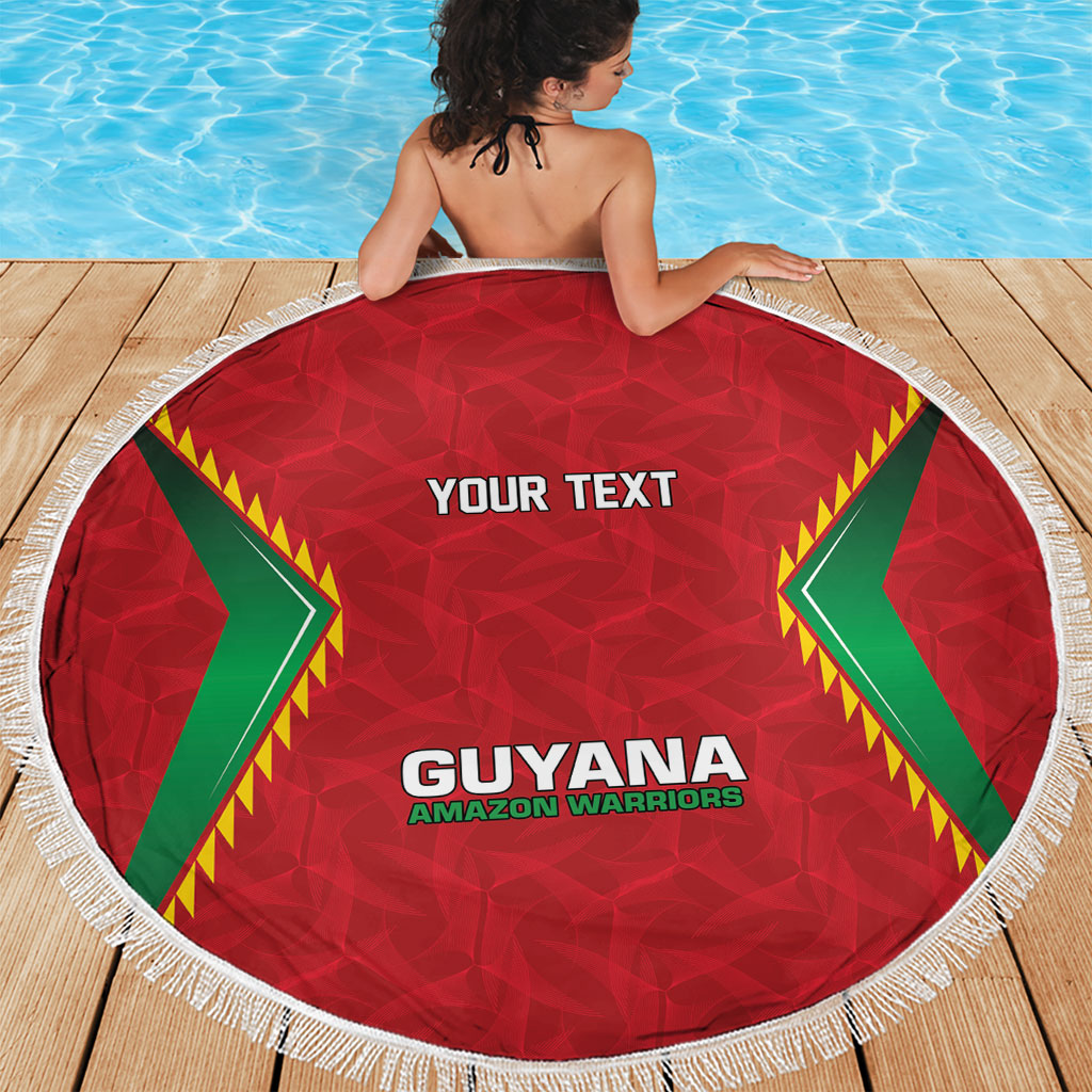 Caribbean Cricket Custom Guyana Beach Blanket Warriors Rise Amazonian Geometry Motif