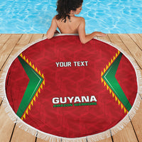 Caribbean Cricket Custom Guyana Beach Blanket Warriors Rise Amazonian Geometry Motif