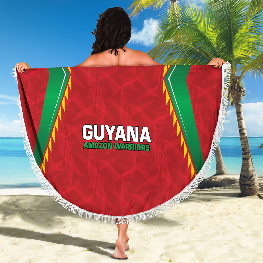 Caribbean Cricket Custom Guyana Beach Blanket Warriors Rise Amazonian Geometry Motif