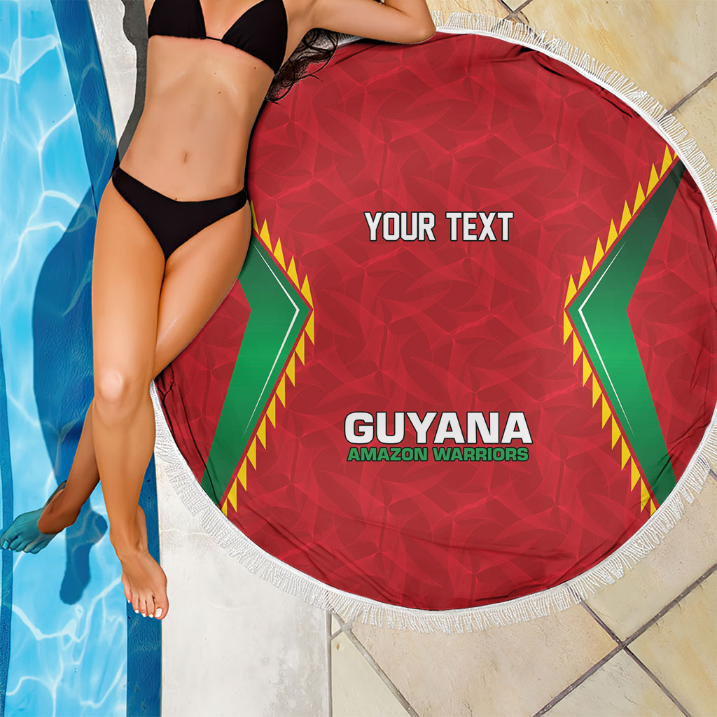 Caribbean Cricket Custom Guyana Beach Blanket Warriors Rise Amazonian Geometry Motif