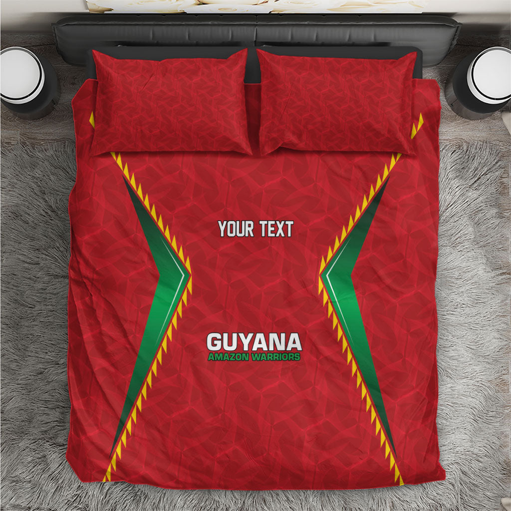 Caribbean Cricket Custom Guyana Bedding Set Warriors Rise Amazonian Geometry Motif