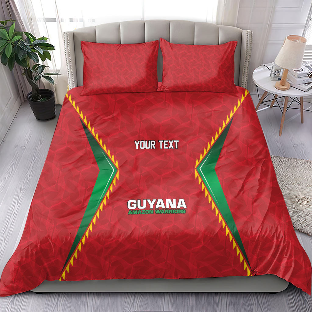 Caribbean Cricket Custom Guyana Bedding Set Warriors Rise Amazonian Geometry Motif