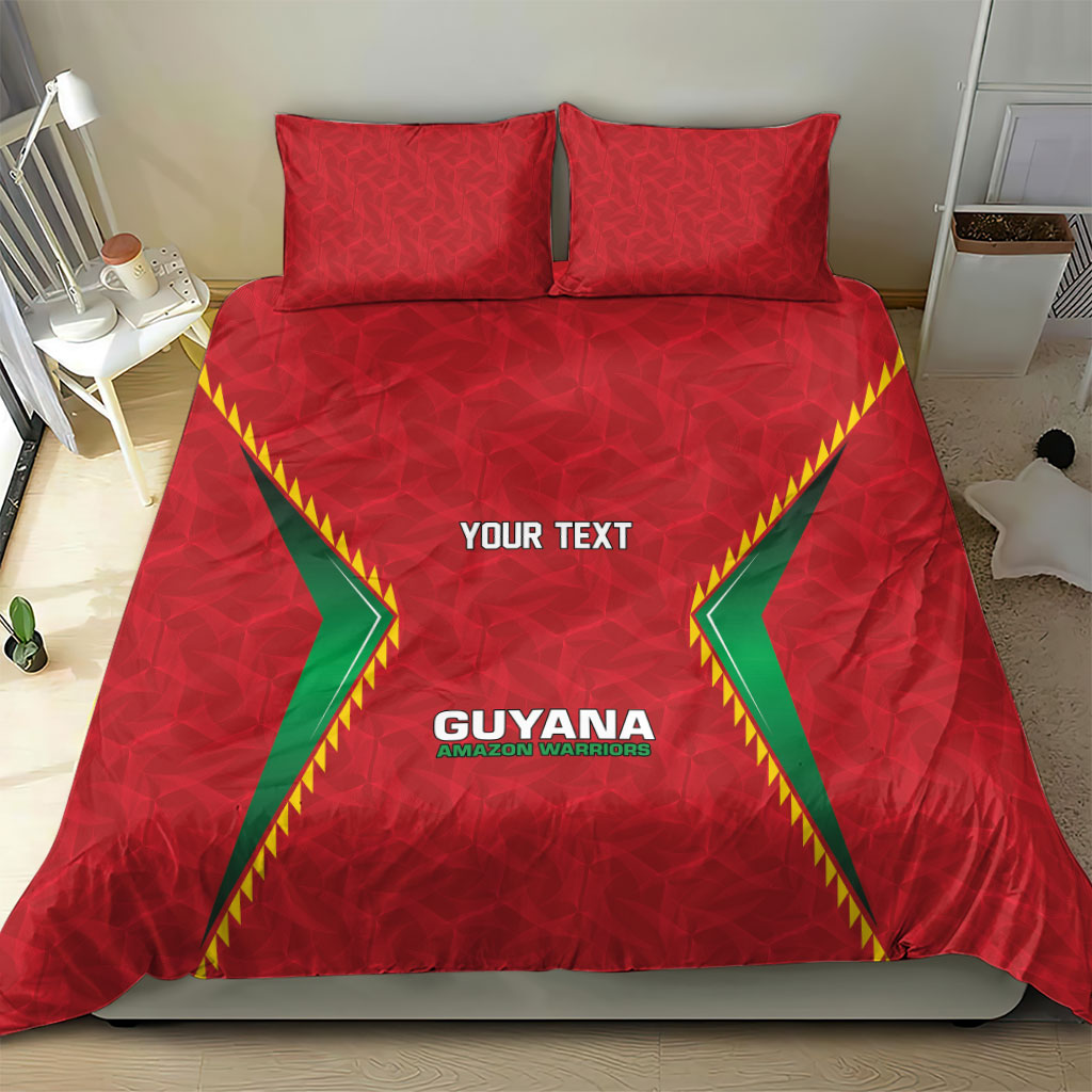 Caribbean Cricket Custom Guyana Bedding Set Warriors Rise Amazonian Geometry Motif
