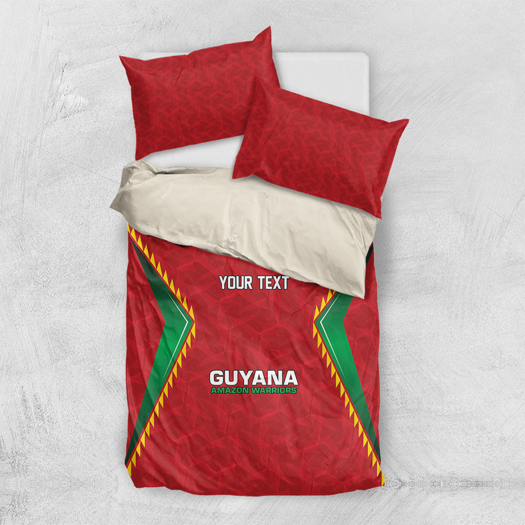 Caribbean Cricket Custom Guyana Bedding Set Warriors Rise Amazonian Geometry Motif