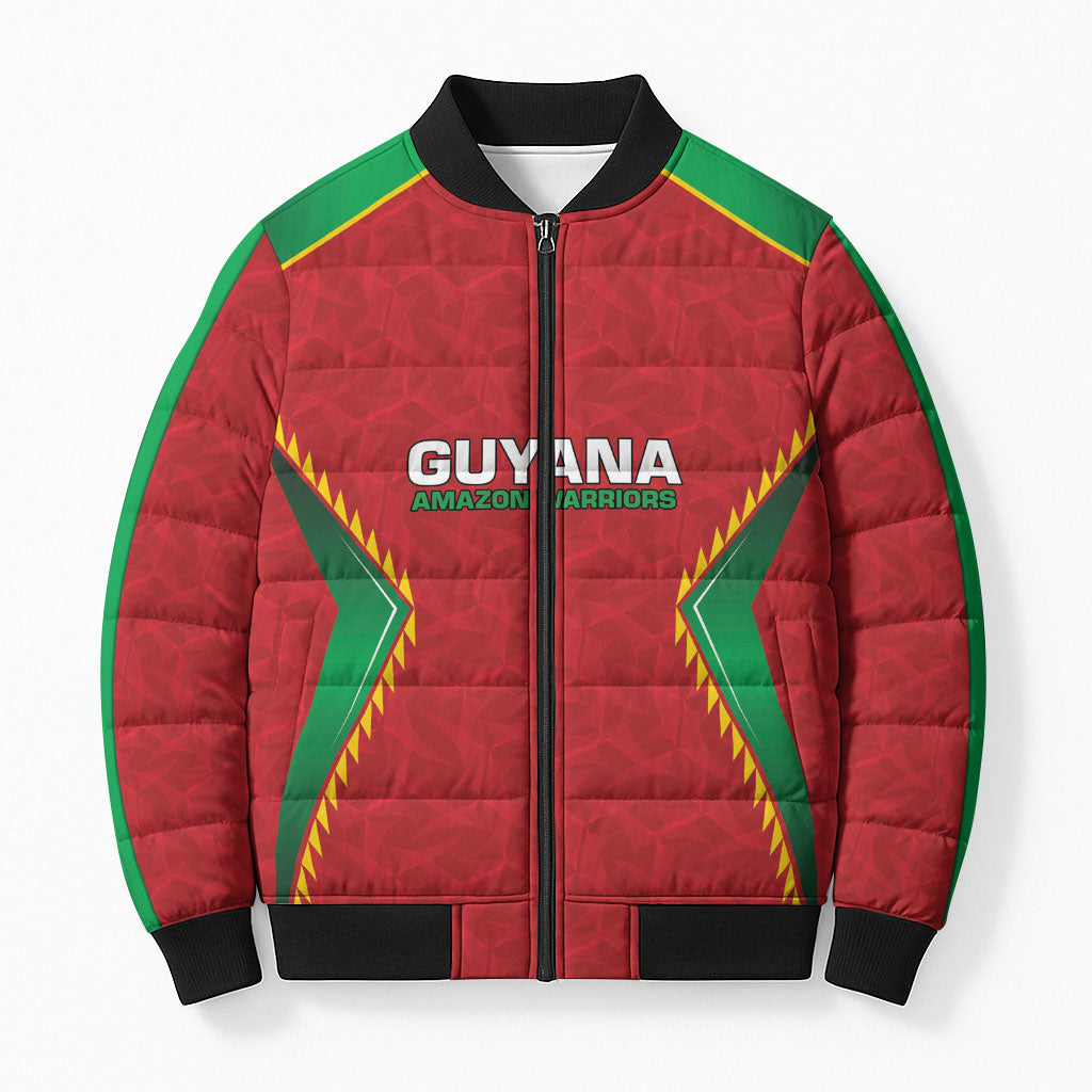 Caribbean Cricket Custom Guyana Bomber Puffer Jacket Warriors Rise Amazonian Geometry Motif