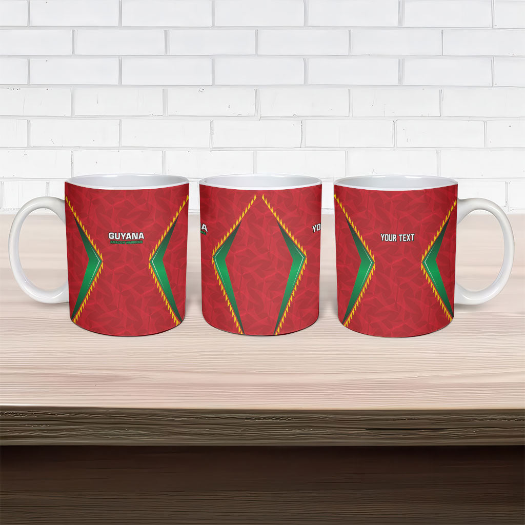 Caribbean Cricket Custom Guyana Ceramic Mug Warriors Rise Amazonian Geometry Motif