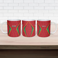 Caribbean Cricket Custom Guyana Ceramic Mug Warriors Rise Amazonian Geometry Motif
