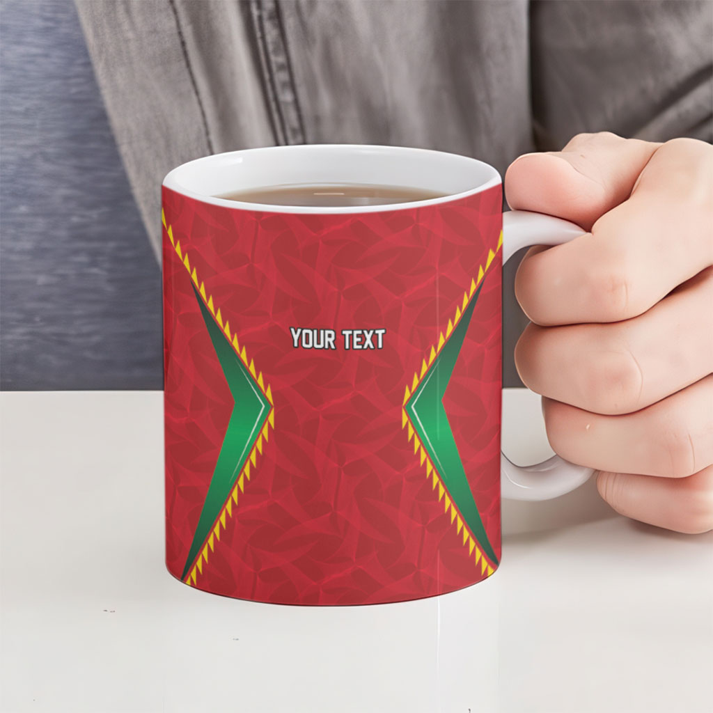 Caribbean Cricket Custom Guyana Ceramic Mug Warriors Rise Amazonian Geometry Motif