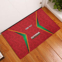 Caribbean Cricket Custom Guyana Rubber Doormat Warriors Rise Amazonian Geometry Motif