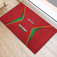 Caribbean Cricket Custom Guyana Rubber Doormat Warriors Rise Amazonian Geometry Motif