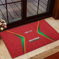 Caribbean Cricket Custom Guyana Rubber Doormat Warriors Rise Amazonian Geometry Motif