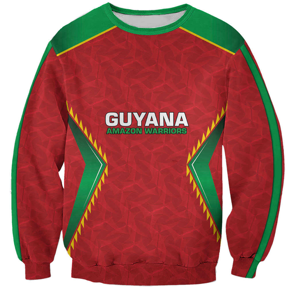 Caribbean Cricket Custom Guyana Sweatshirt Warriors Rise Amazonian Geometry Motif