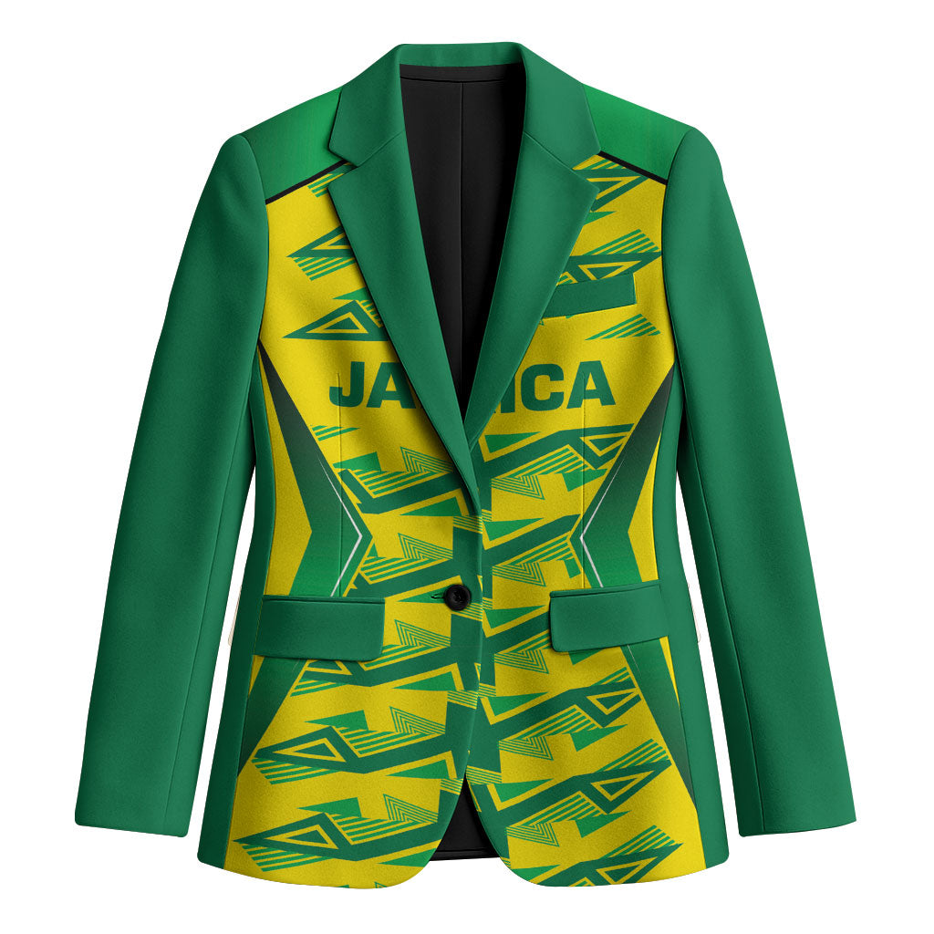 Caribbean Cricket Custom Jamaica Blazer Stand Tall Together Akan Inspired Geometric Motif