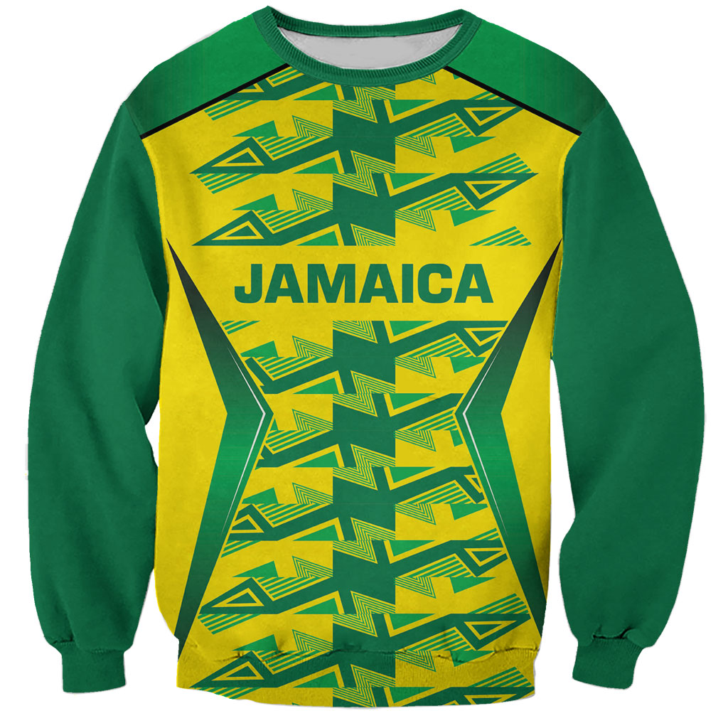 Caribbean Cricket Custom Jamaica Sweatshirt Stand Tall Together Akan Inspired Geometric Motif