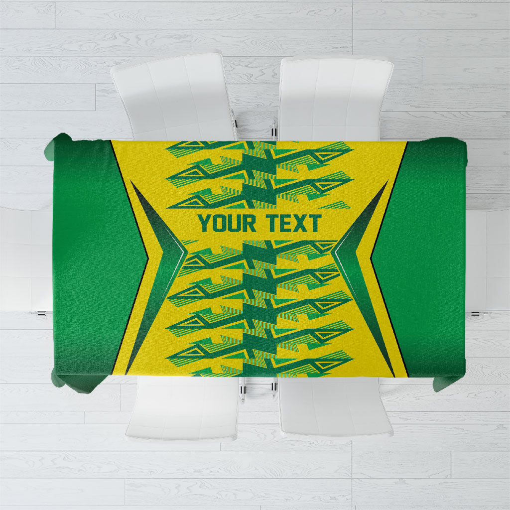 Caribbean Cricket Custom Jamaica Tablecloth Stand Tall Together Akan Inspired Geometric Motif
