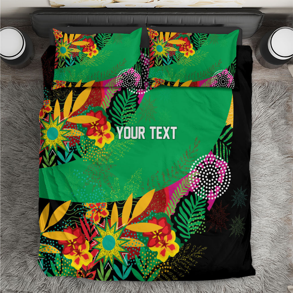Caribbean Cricket Custom St Kitts and Nevis Bedding Set Patriots Roar Louder Island's Flora Inspired
