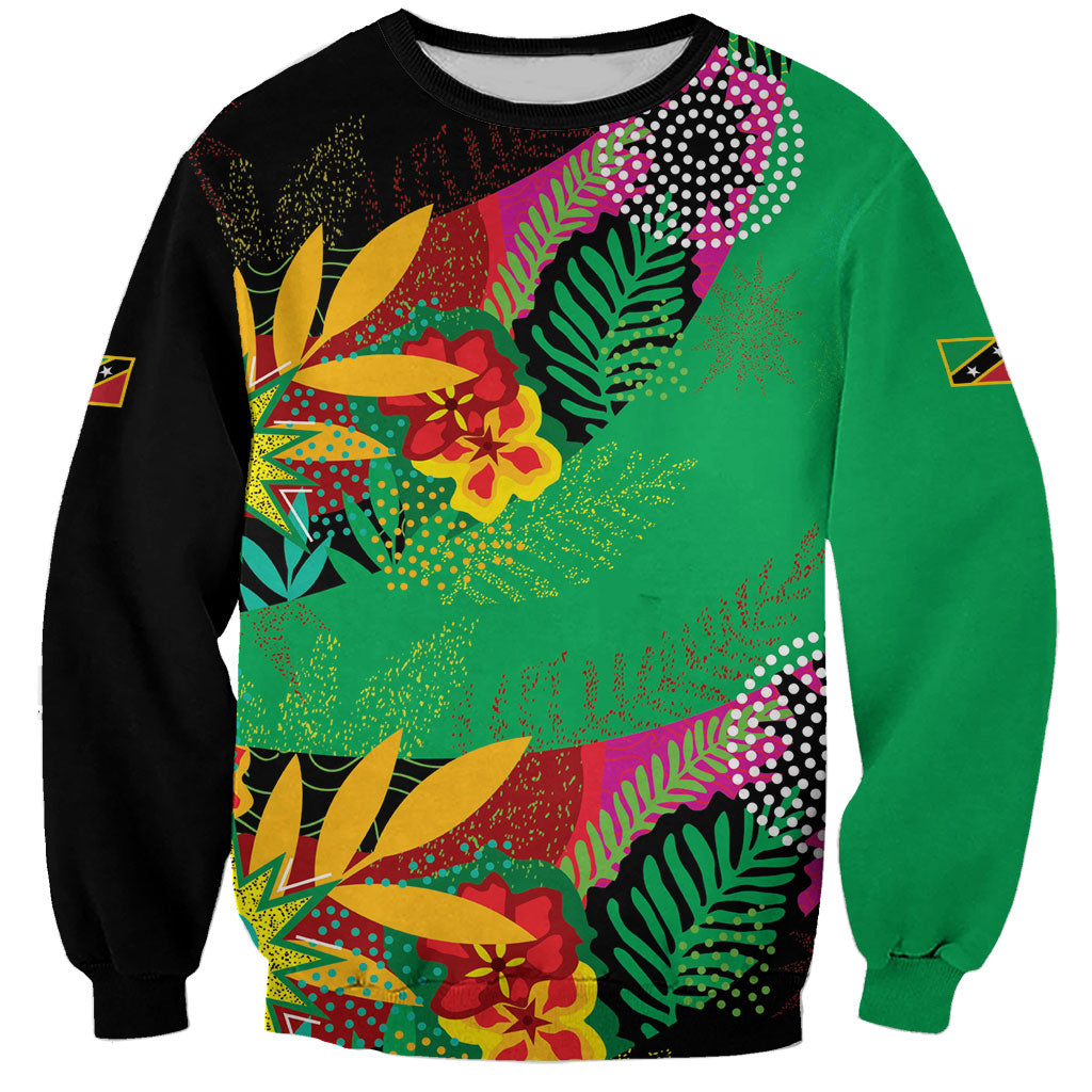 Caribbean Cricket Custom St Kitts and Nevis Sweatshirt Patriots Roar Louder Island's Flora Inspired