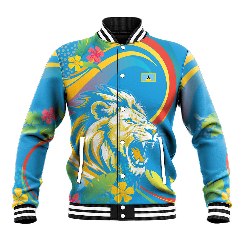 Caribbean Cricket Custom Saint Lucia Baseball Jacket Kite'y Enspiwe'w Hibiscus Flowers Edition