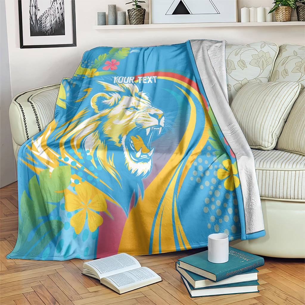 Caribbean Cricket Custom Saint Lucia Blanket Kite'y Enspiwe'w Hibiscus Flowers Edition