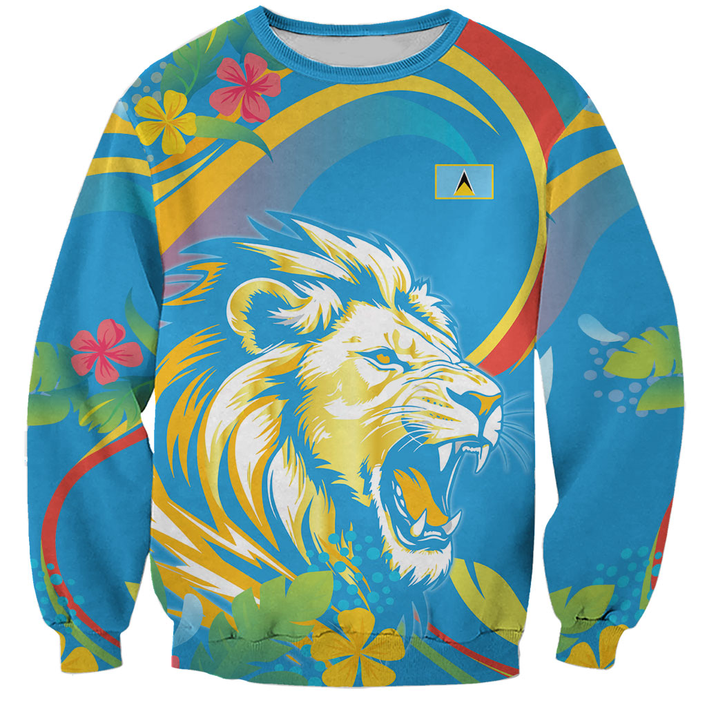 Caribbean Cricket Custom Saint Lucia Sweatshirt Kite'y Enspiwe'w Hibiscus Flowers Edition
