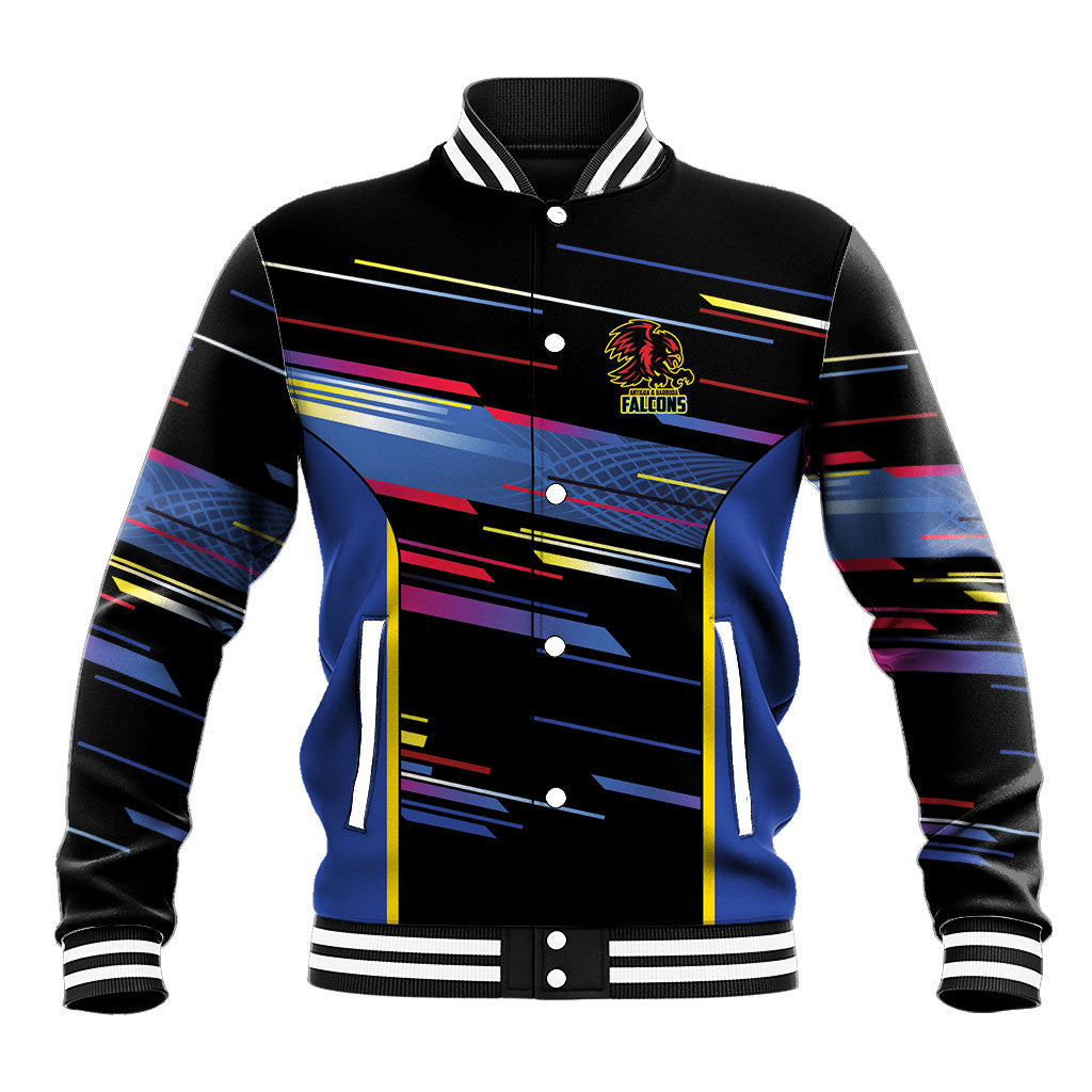 Caribbean Cricket Custom Antigua and Barbuda Baseball Jacket Abstract Geometric Pattern