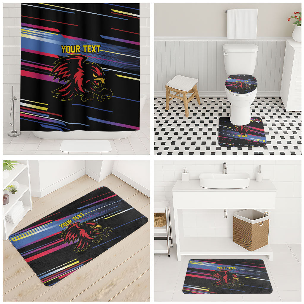 Caribbean Cricket Custom Antigua and Barbuda Bathroom Set Abstract Geometric Pattern
