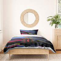 Caribbean Cricket Custom Antigua and Barbuda Bedding Set Abstract Geometric Pattern