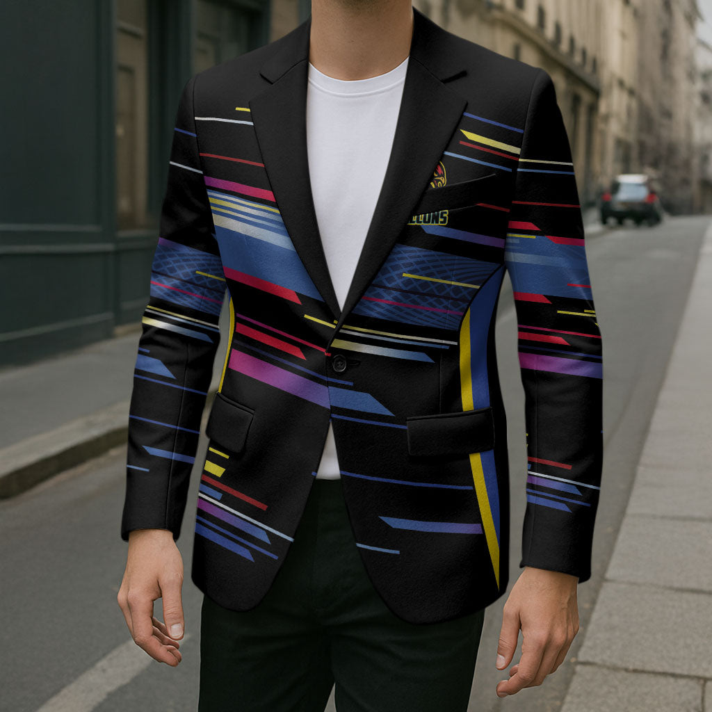 Caribbean Cricket Custom Antigua and Barbuda Blazer Abstract Geometric Pattern