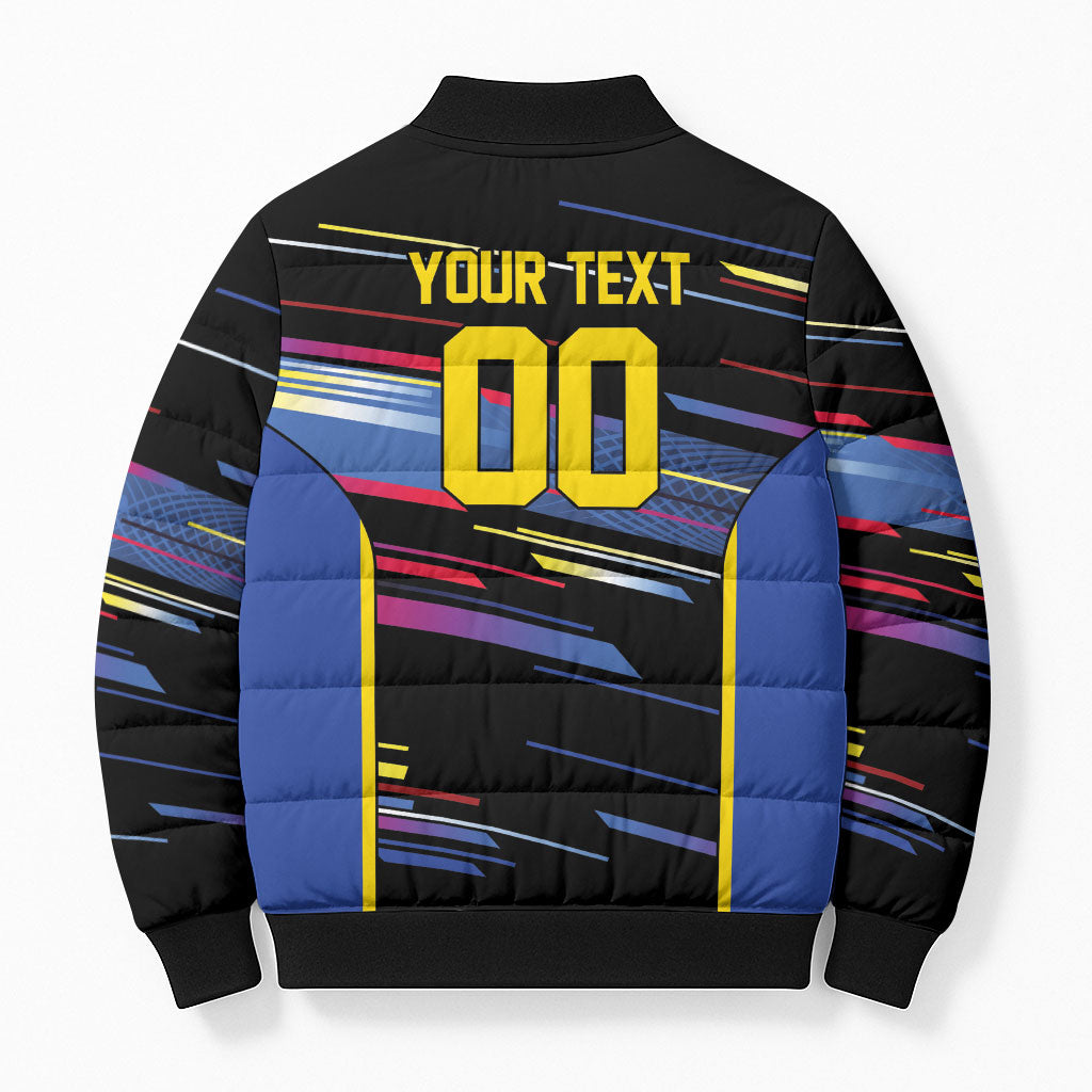 Caribbean Cricket Custom Antigua and Barbuda Bomber Puffer Jacket Abstract Geometric Pattern