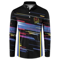 Caribbean Cricket Custom Antigua and Barbuda Button Sweatshirt Abstract Geometric Pattern