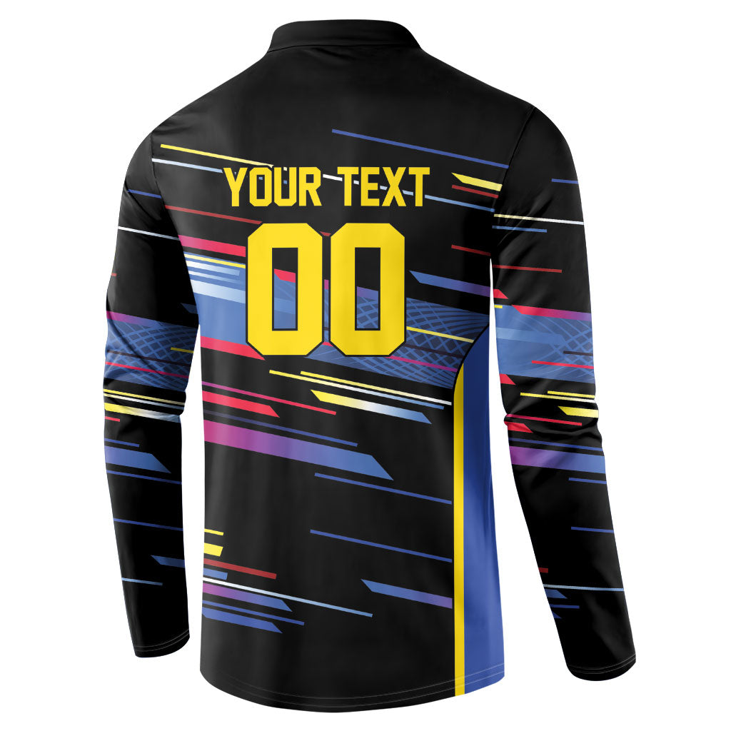 Caribbean Cricket Custom Antigua and Barbuda Button Sweatshirt Abstract Geometric Pattern