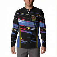 Caribbean Cricket Custom Antigua and Barbuda Button Sweatshirt Abstract Geometric Pattern