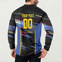 Caribbean Cricket Custom Antigua and Barbuda Button Sweatshirt Abstract Geometric Pattern