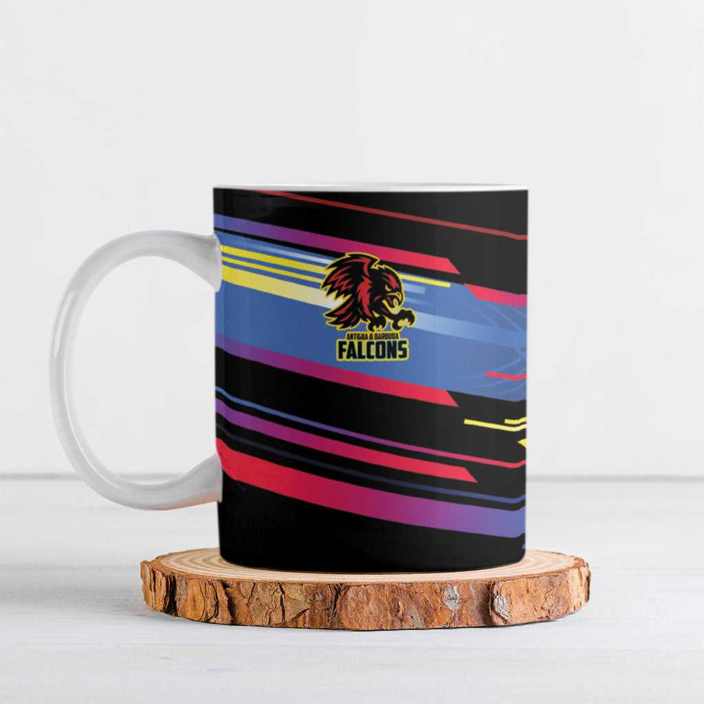 Caribbean Cricket Custom Antigua and Barbuda Ceramic Mug Abstract Geometric Pattern