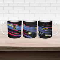 Caribbean Cricket Custom Antigua and Barbuda Ceramic Mug Abstract Geometric Pattern