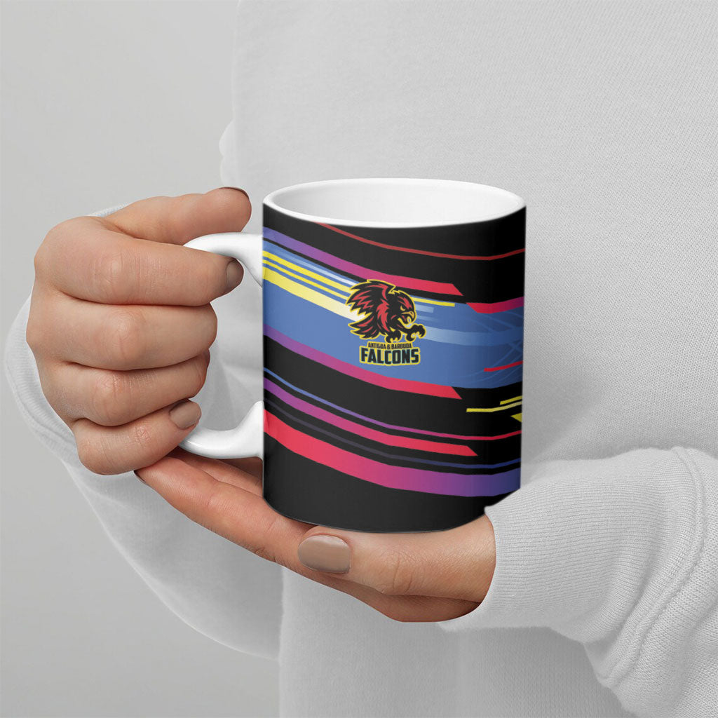 Caribbean Cricket Custom Antigua and Barbuda Ceramic Mug Abstract Geometric Pattern
